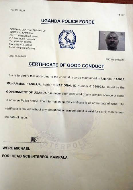 Certificate of Good Conduct